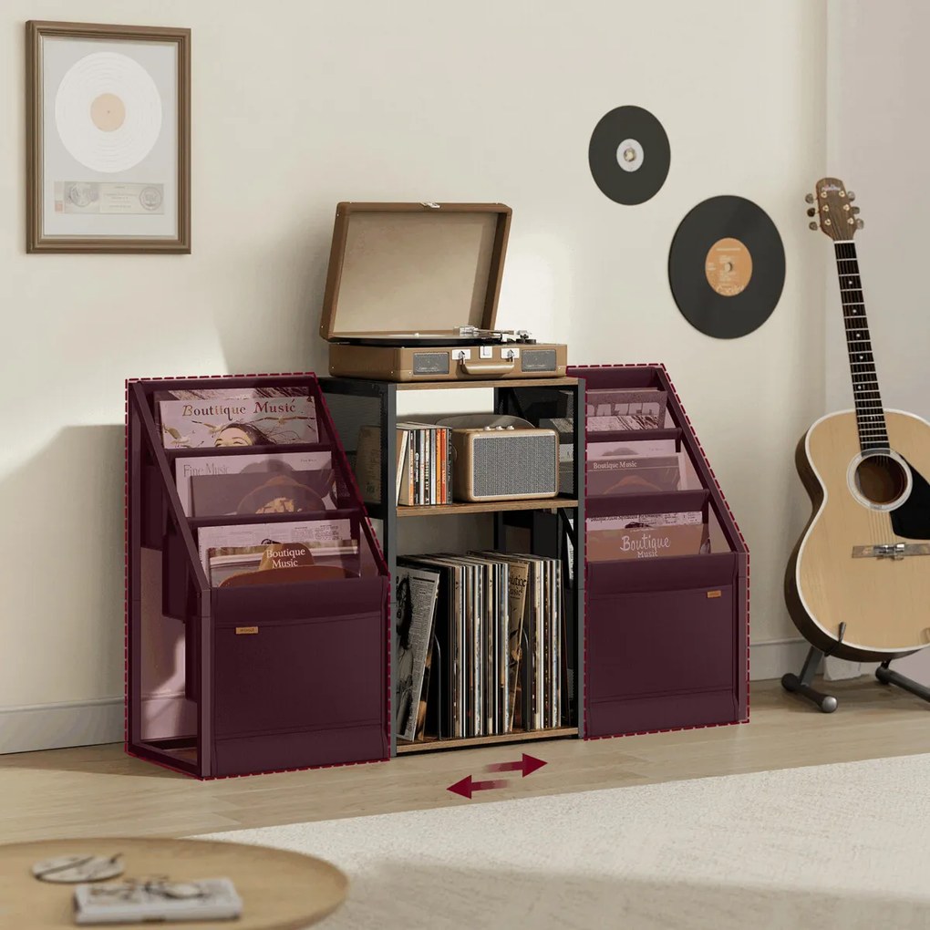 Stolek na gramofon a LP desky 81x30x69cm, mdf, old wood, AKF-E1076 OLW