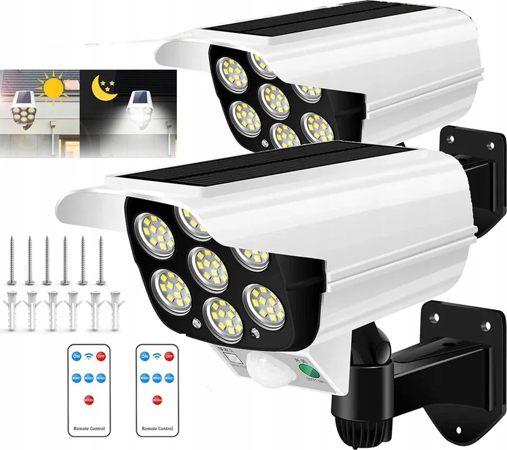 Kültéri Napelemes Utcai Lámpa Mozgásérzékelővel, Távirányítóval 2DB