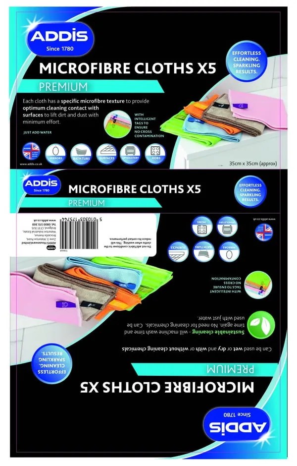 Mikroszálas törlőkendő szett 5 db-os – Addis
