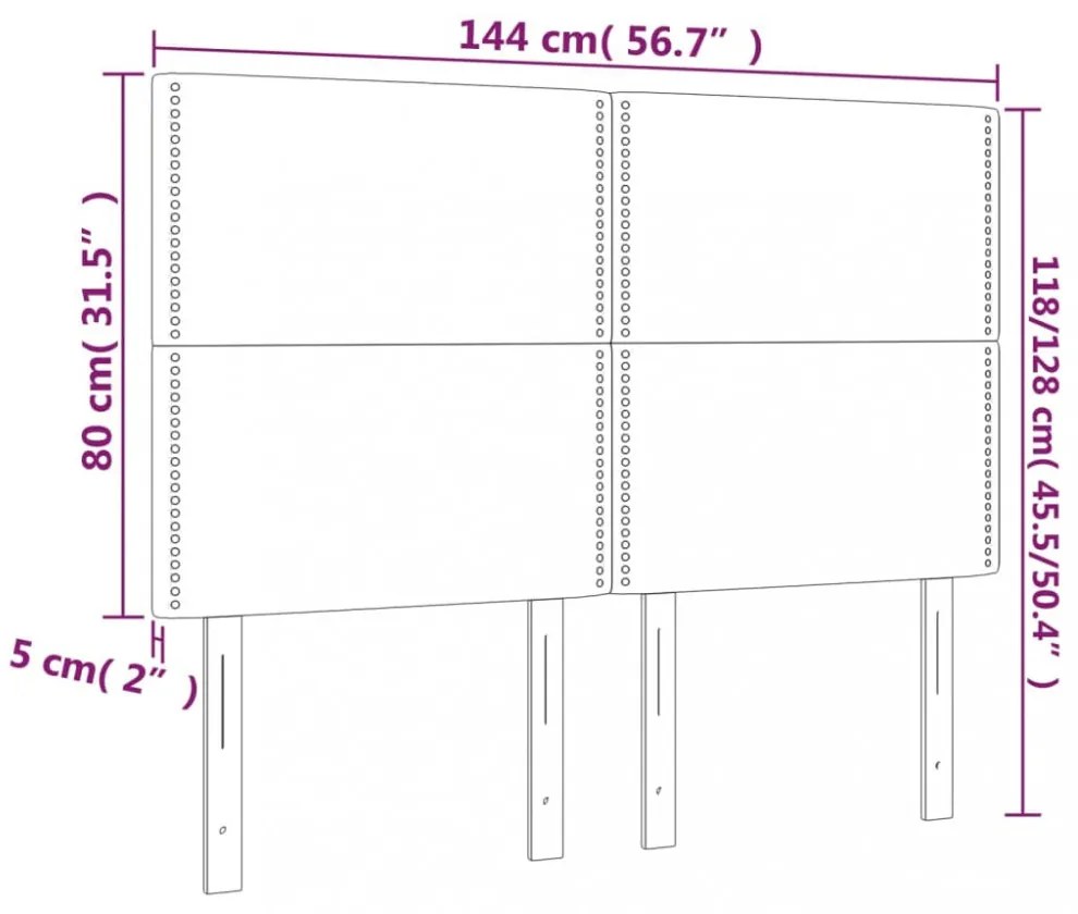 4 db sötétbarna szövet fejtámla 72 x 5 x 78/88 cm