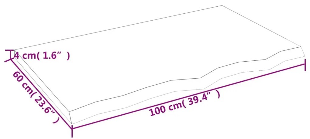 kezeletlen tömör tölgyfa fali polc 100x60x(2-4) cm