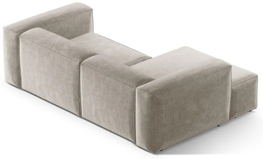Bézs kordbársony sarokkanapé (bal oldali-heverő résszel) Bergano – Cosmopolitan Design