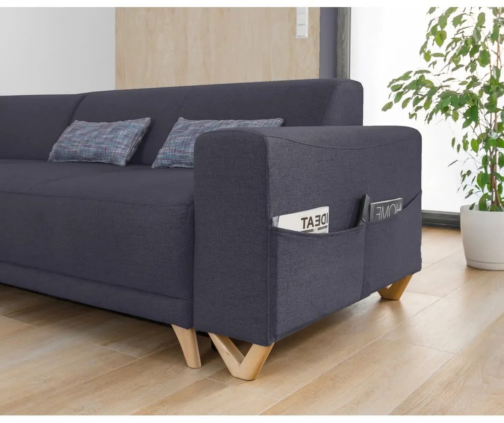 Antracitszürke kinyitható-tárolóhelyes sarokkanapé (bal oldali-L alakú) Classy Sophie – Miuform