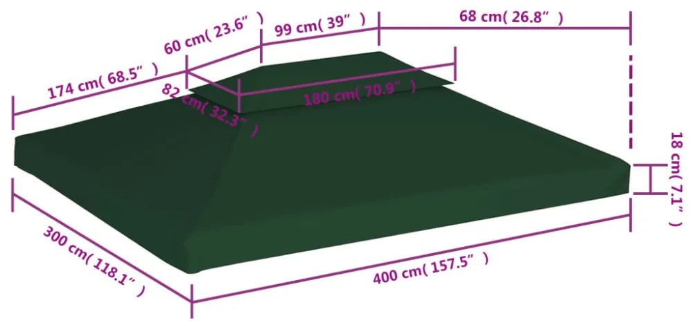zöld csere pavilon ponyvatető 310 g / m² 3 x 4 m