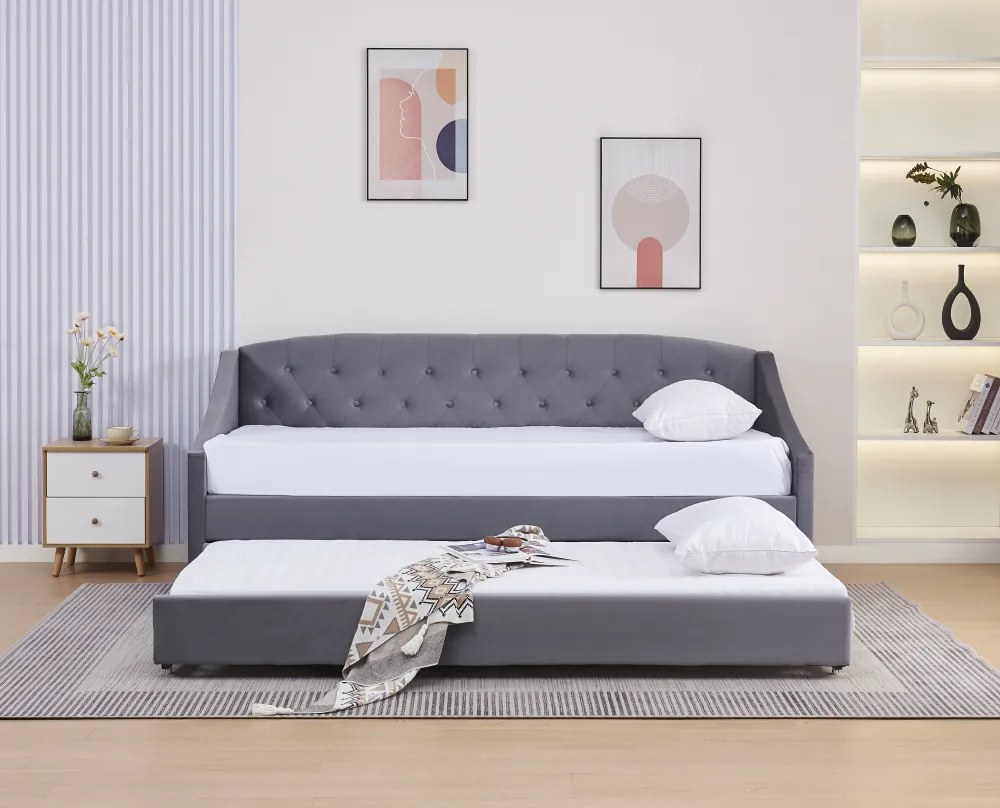 Kihúzható ágy, szürke, ALODA