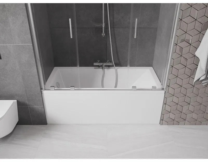 Mexen Velar Duo, 2 szárnyas eltolható kádparaván 150 x 150 cm, 8mm átlátszó üveg, króm profil, 896-150-000-02-01