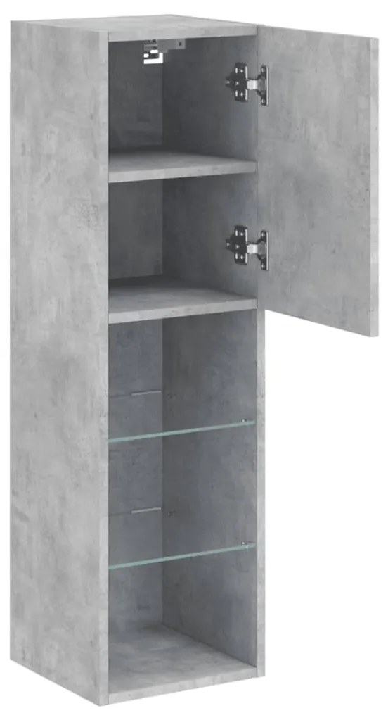 betonszürke TV-szekrény LED-lámpákkal 30,5 x 30 x 102 cm