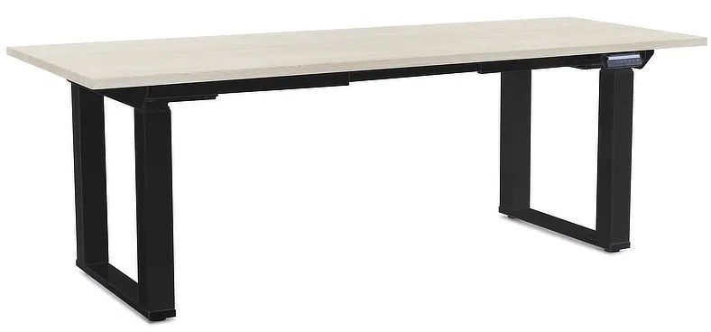 OfficeTech Strong állítható magasságú asztal 200 x 80 cm, fekete alap, fehér kőris