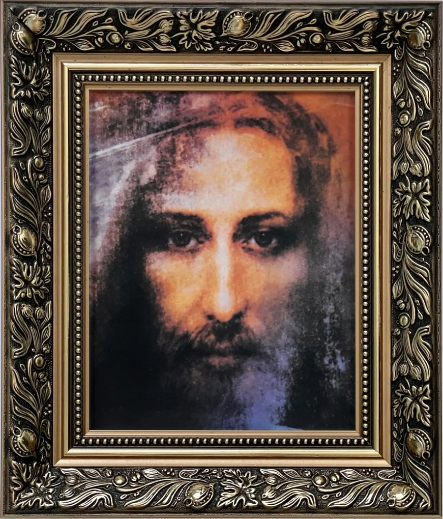 Vászonkép 35x30 Jézus Krisztus Torinói Lepel Arany Díszített Keret