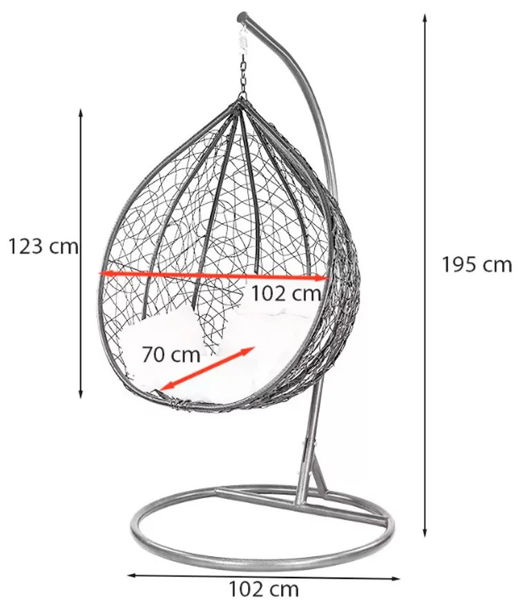 Havanna függőfotel fehér-fekete