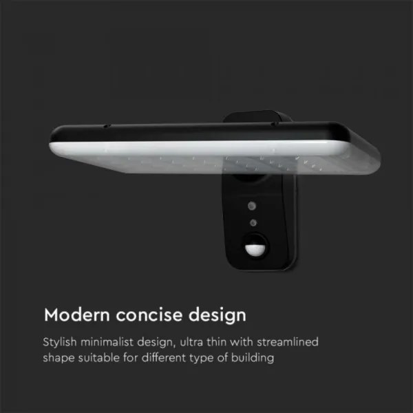 LED napelemes fali lámpa szenzorral LED/15W/3,2V 4000K/6000K IP65 fekete