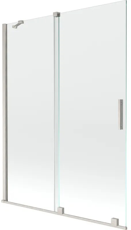 Mexen Velar, 2 szárnyas eltolható kádparaván 130 x 150 cm, 8mm átlátszó üveg, csiszolt acél, 896-130-000-01-97