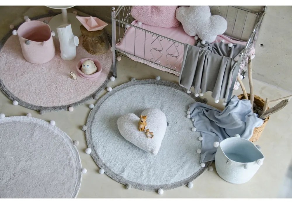 Világos rózsaszín textil játéktároló kosár ø 30x30 cm Bubbly – Lorena Canals