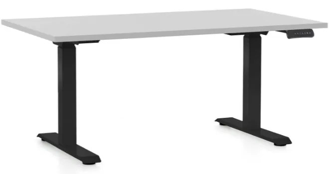 Állítható magasságú asztal OfficeTech D, 120 x 80 cm, fekete alap, világos szürke