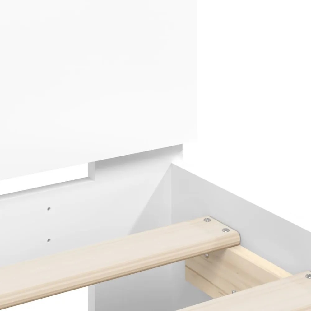 fehér ágykeret fejtámlával és LED-világítással 90 x 190 cm