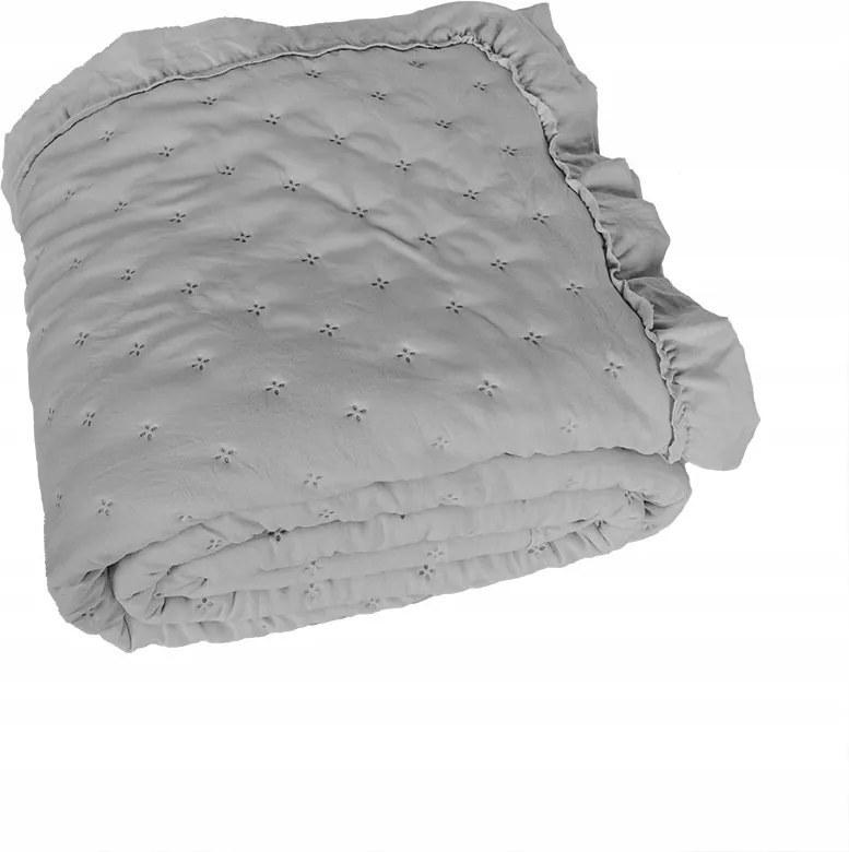 Dekoratív ágytakaró fodros pöttyökkel Verona 170x210 cm Szürke