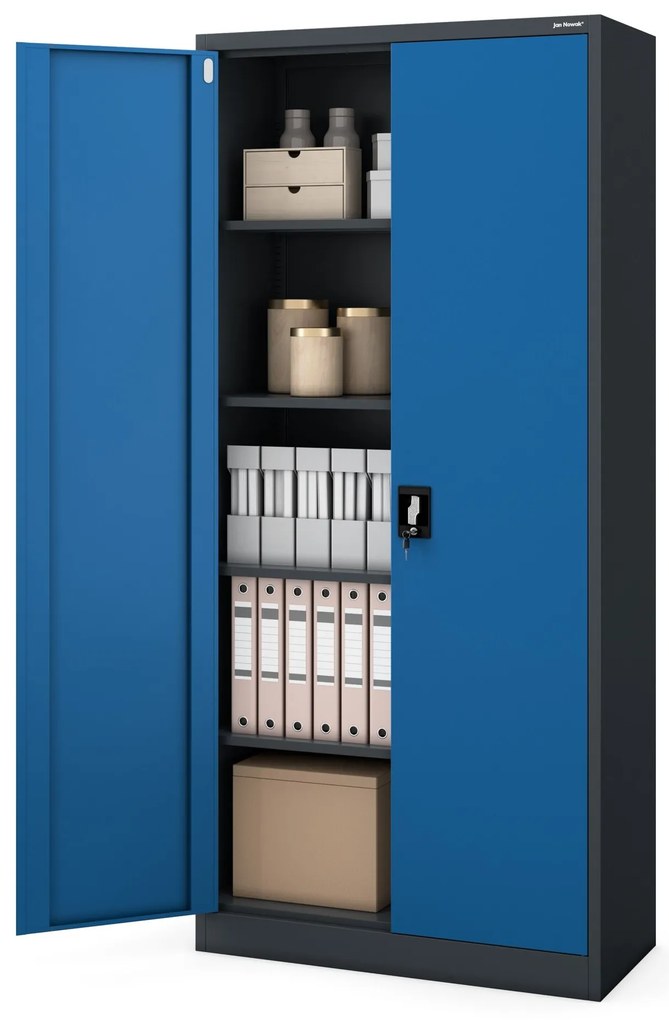Fém iratszekrény JAN H, 900 x 1950 x 400 mm, antracit-kék