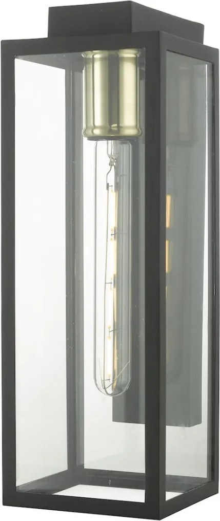 DAR LIGHTING NAX1522 NAXOS Klasszikus Kültéri Fali Lámpa Fekete, Átlátszó E27 IP43