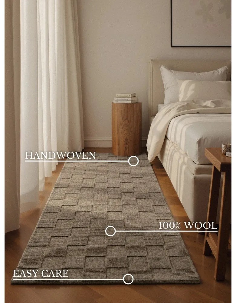 Bézs kézi szövésű gyapjú futószőnyeg 80x200 cm Scala – Villeroy&amp;Boch