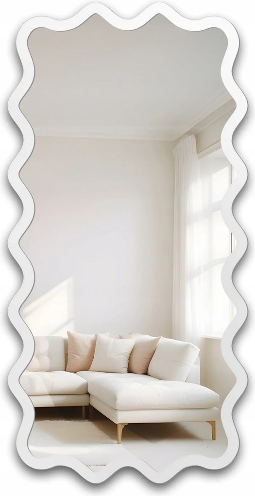 Aquarelle Marella fali tükör hullámos fehér keretben 80x160