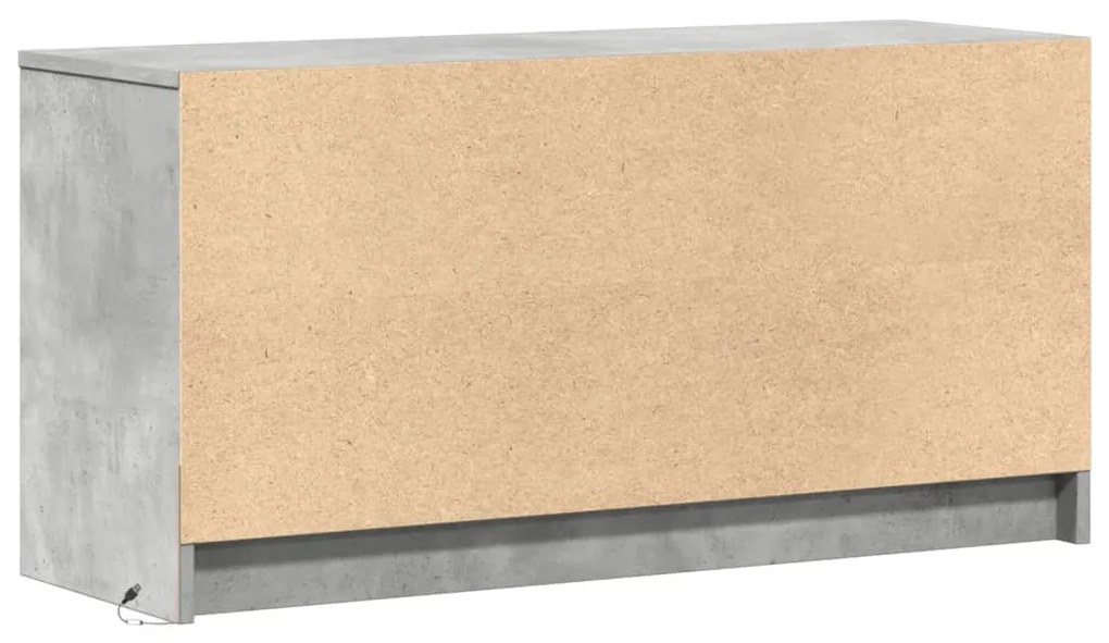 betonszürke szerelt fa TV-szekrény LED-ekkel 100 x 34 x 50 cm