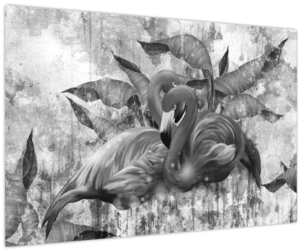 Kép - Flamingók graffiti (90x60 cm)