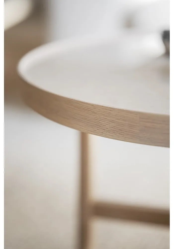 Natúr színű kerek dohányzóasztal kerámia asztallappal 90x90 cm Marsden – Rowico