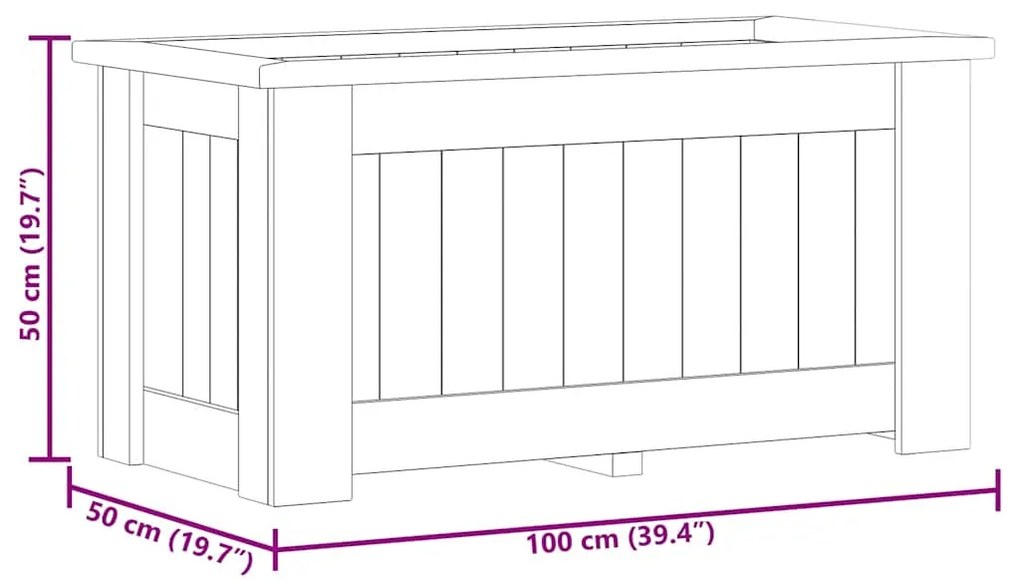 impregnált fenyőfa magaságyás 100 x 50 x 50 cm