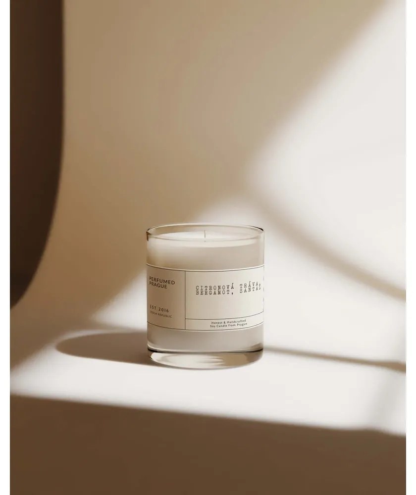 Illatos szójaviasz gyertya égési idő 40 ó #69 Lemongrass, Bergamot, Sandalwood – Perfumed Prague