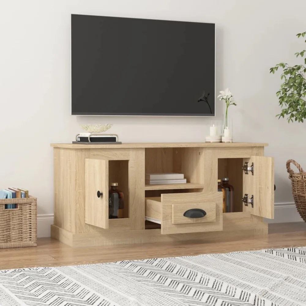 sonoma tölgy színű szerelt fa fali TV-szekrény 100x35,5x45 cm