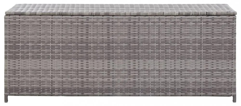 szürke polyrattan kerti tárolóláda 150 x 50 x 60 cm