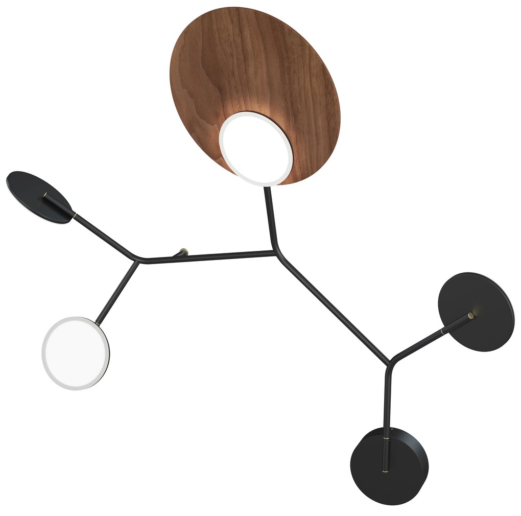 Ballon 5 C fali lámpa, többféle változat - TUNTO Modell: arany keret / 24k arany, rögzítő rész fehér, panel tölgy rétegelt lemez