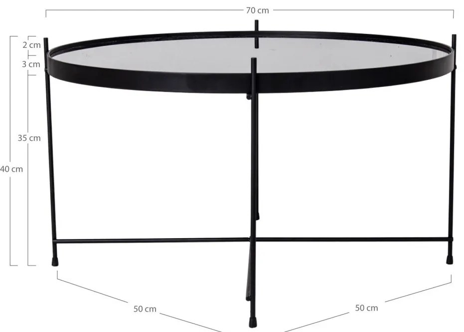Venezia dohányzóasztal fekete, porfestett Ø70xh40cm