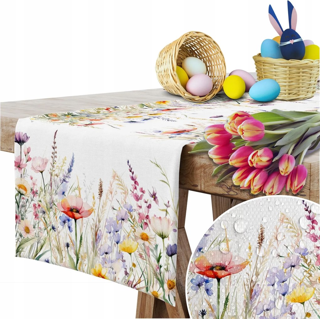 Futópad Abrosz Tavaszi 40X240 CM Tavaszi Rét Asztalra Mezei Virágok Minta 381