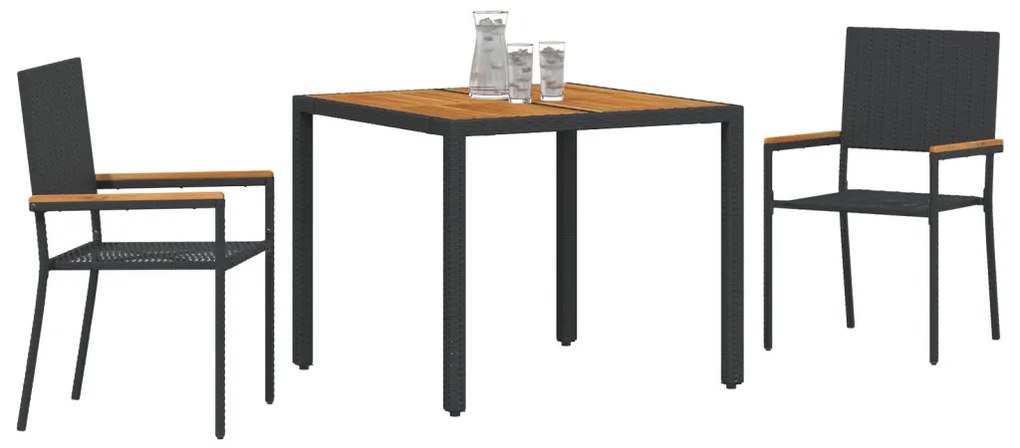 Kert étkező szett 3 pcs Fekete és Barna 90 x 90 x 75 cm
