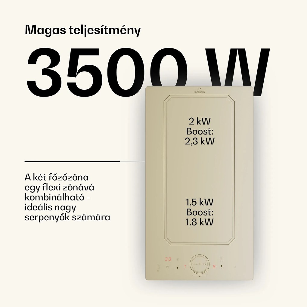 Klarstein Victoria Domino, beépített indukciós főzőlap, 3500 W, Flexzone, időzítő