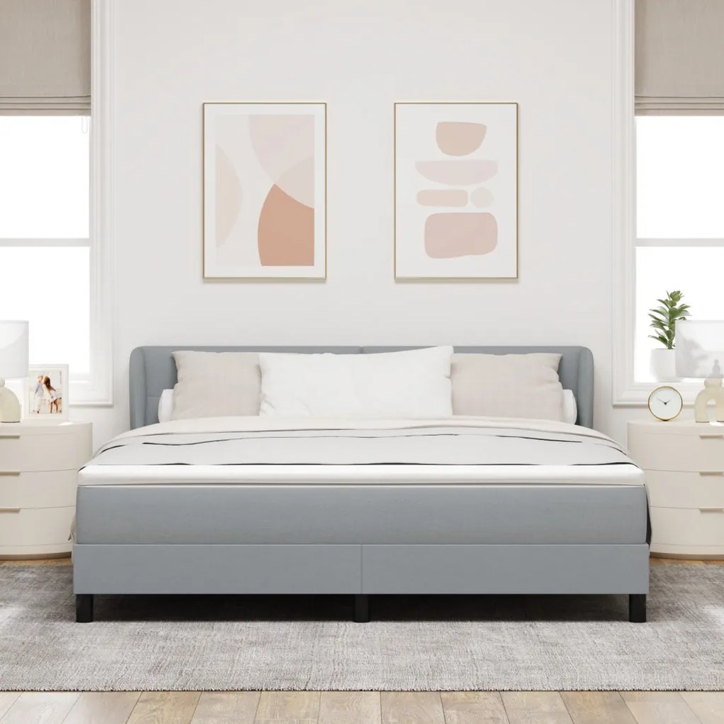 Boxspring Ágy Matrac Közép Szürke 180x200 cm Szövet