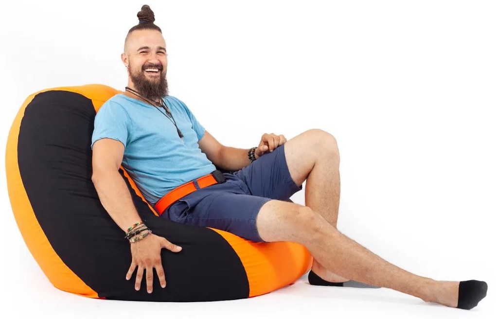 Fekete - Narancs Bicolor XXL Babzsákfotel