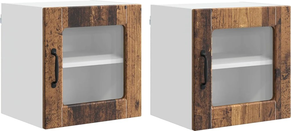 vidaXL Konyhaszekrény polcokkal 2 pcs Öreg fa 40 x 31 x 40 cm Faanyag