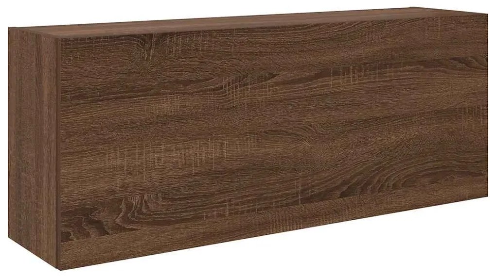 barna tölgyszínű szerelt fa fali fürdőszobaszekrény 100x25x40cm