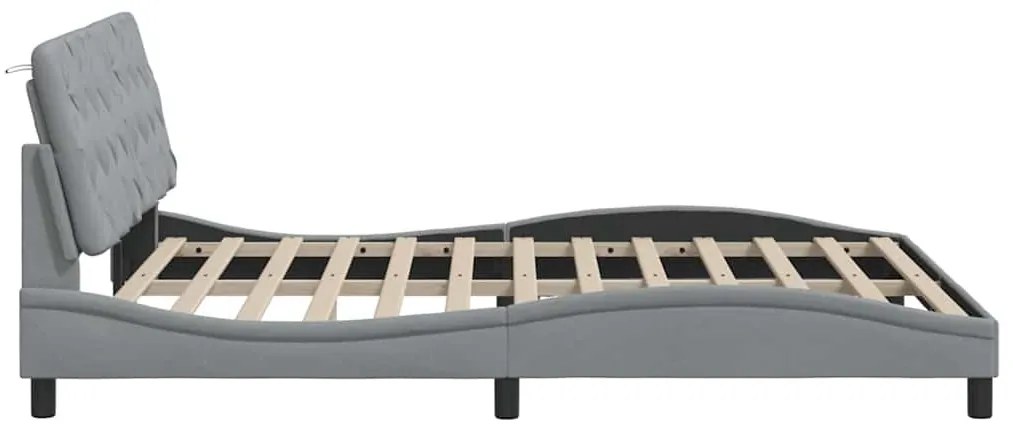 világosszürke szövet ágykeret LED-es matrac nélkül 160 x 200 cm