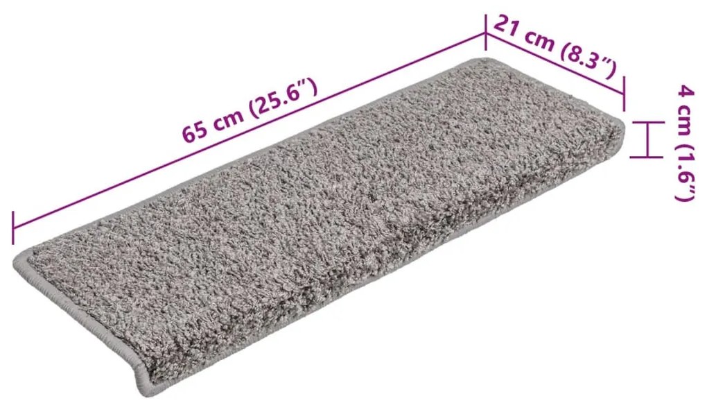 15 db szürke lépcsőszőnyeg 65x21x4 cm