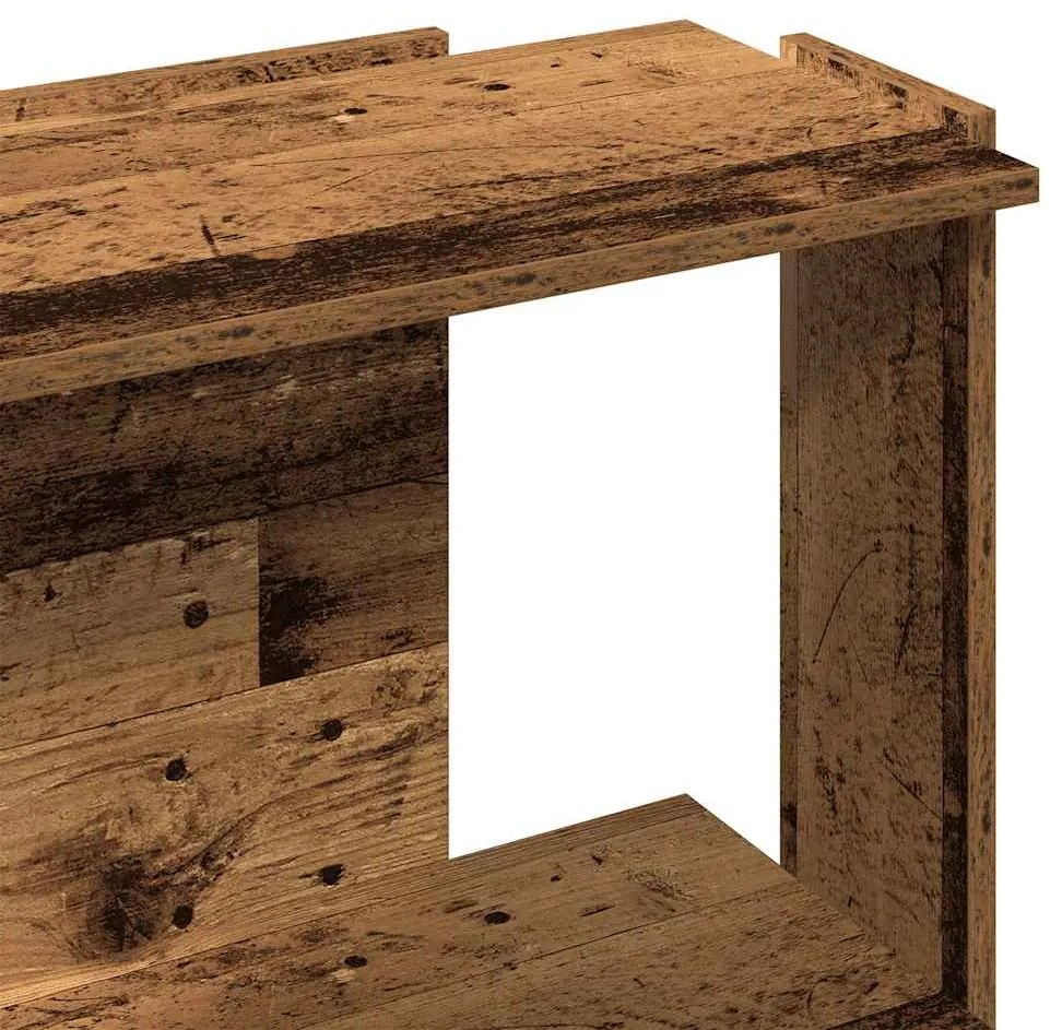 3 szintes antik fa szerelt fa könyvespolc 60x30x80 cm