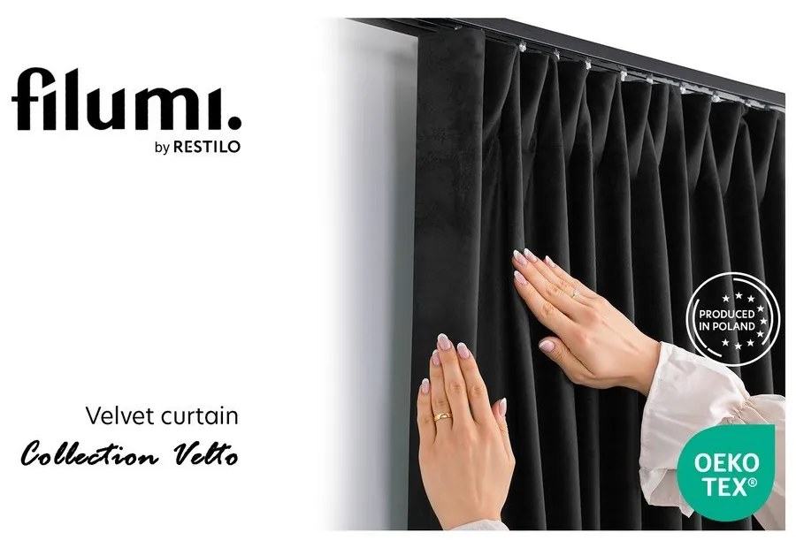 Fekete bársony dimout (részleges sötétítő) függöny 265x225 cm Velto – Filumi