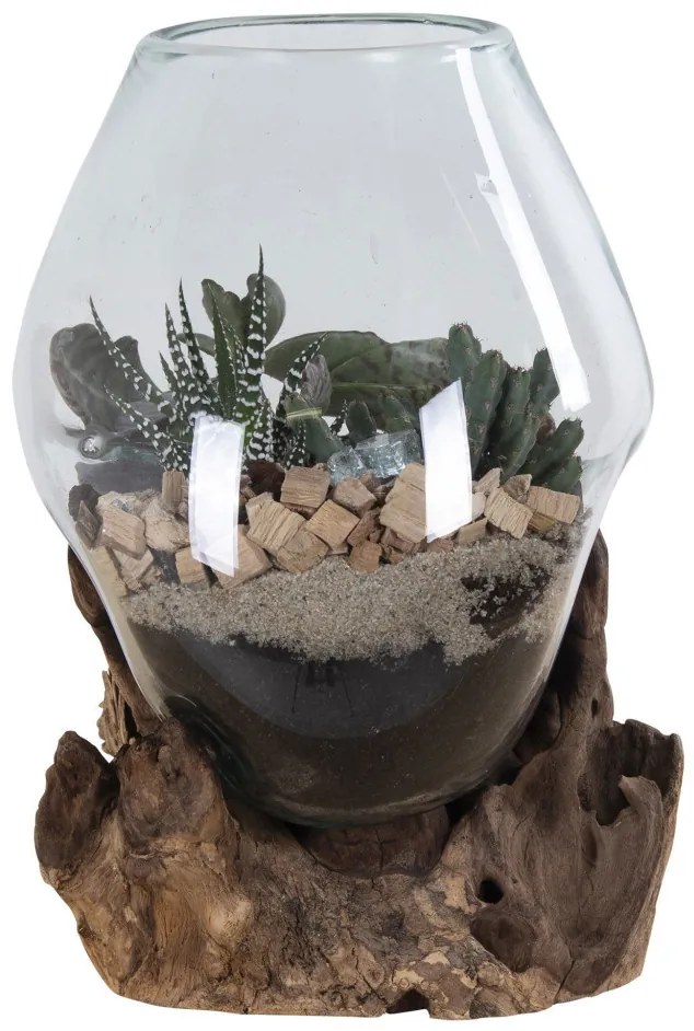 San Marino vízcsepp asztali dekoráció, teak fa/üveg, 20 cm