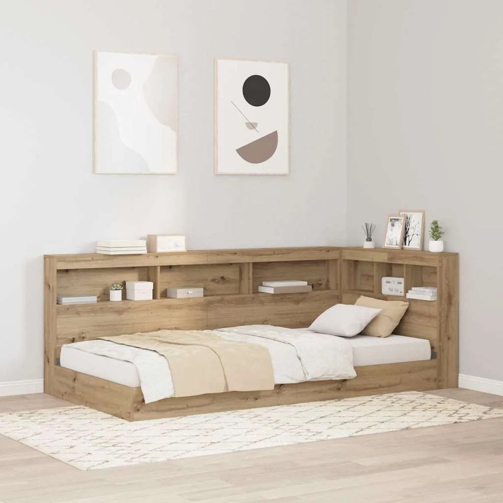 Tároló fejtámla polcokkal kézműves tölgy 80 cm Faanyag