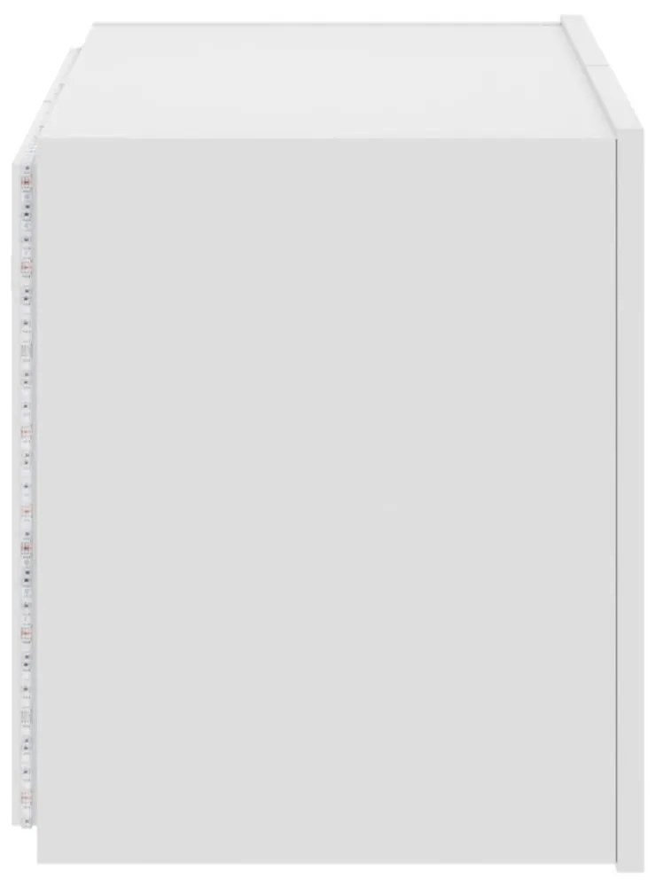 fehér falra szerelhető TV-szekrény LED-lámpákkal 60x35x41 cm