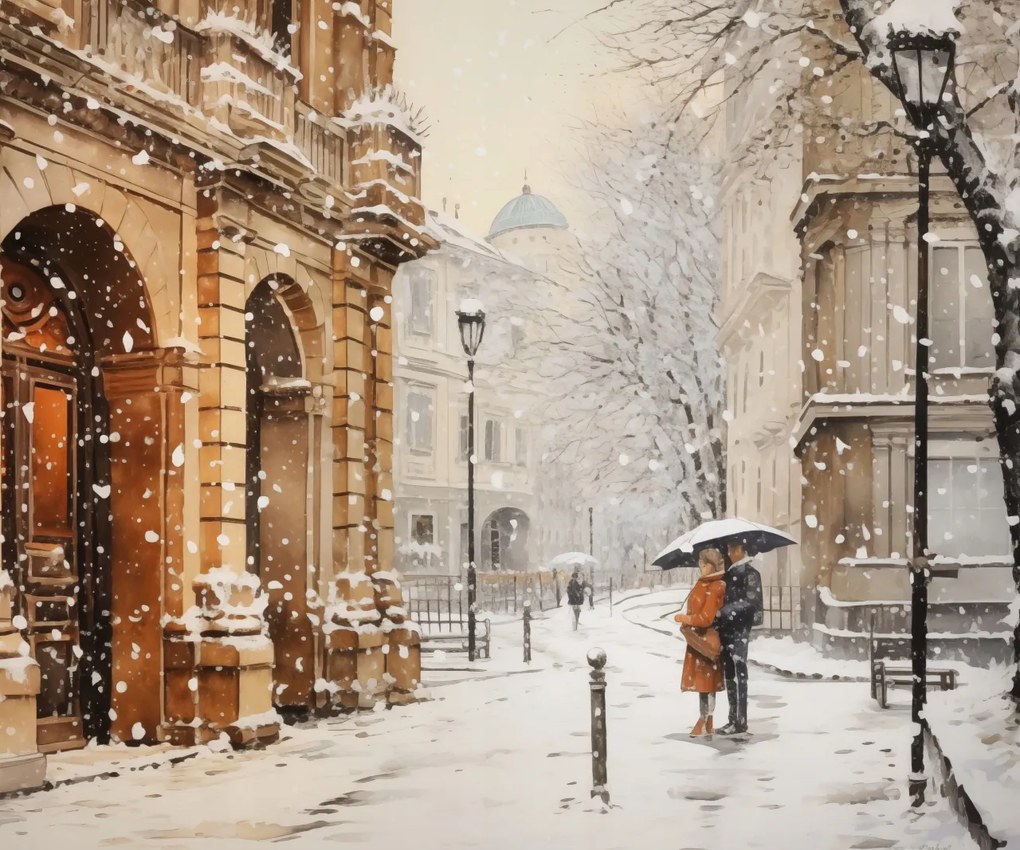 Poszter 60x50cm Téli Séta az óvárosban