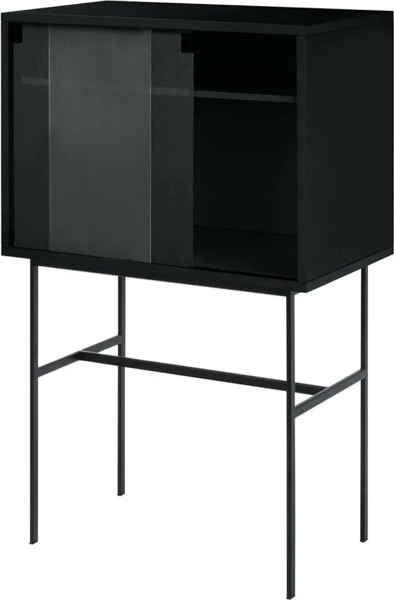 Fekete tálalószekrény tolóajtóval 70x109x40 cm Lekko – noo.ma