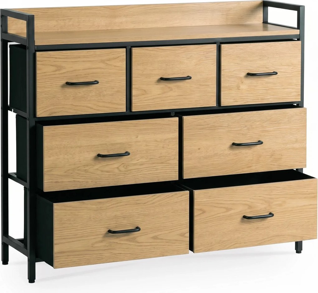 Komoda z Szufladami HUDSON 98 cm Dąb/Czarny